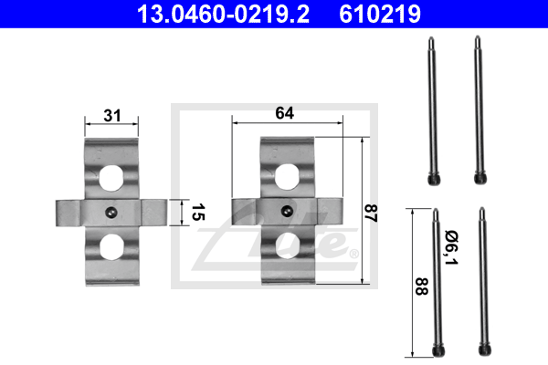 ATE 13.0460-0219.2 Kit accessori, Pastiglia freno-Kit accessori, Pastiglia freno-Ricambi Euro