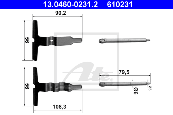 ATE 13.0460-0231.2 Kit accessori, Pastiglia freno