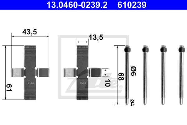 ATE 13.0460-0239.2 Kit accessori, Pastiglia freno