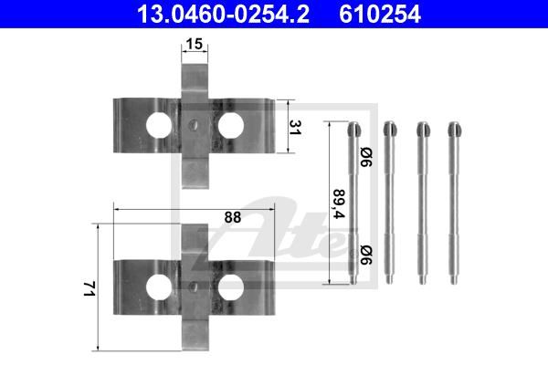 ATE 13.0460-0254.2 Kit accessori, Pastiglia freno-Kit accessori, Pastiglia freno-Ricambi Euro