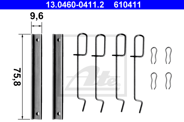 ATE 13.0460-0411.2 Kit accessori, Pastiglia freno