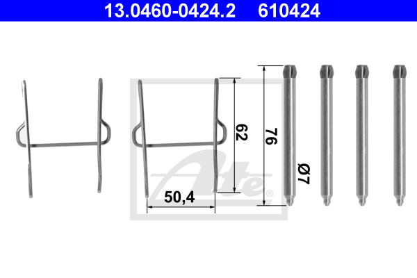 ATE 13.0460-0424.2 Kit accessori, Pastiglia freno-Kit accessori, Pastiglia freno-Ricambi Euro