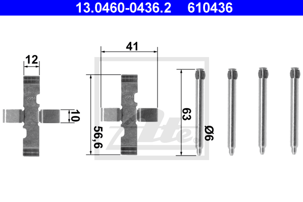 ATE 13.0460-0436.2 Kit accessori, Pastiglia freno