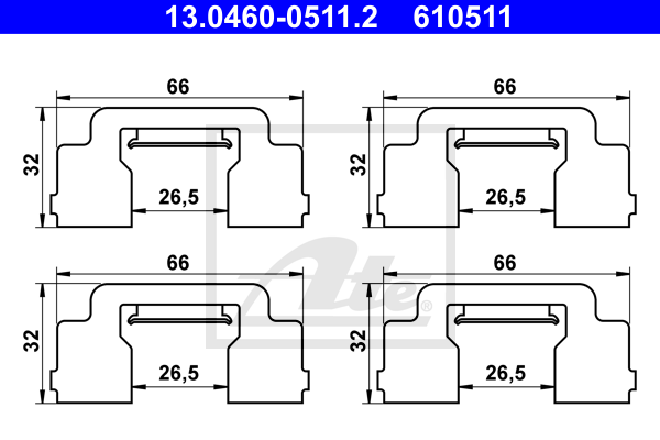 ATE 13.0460-0511.2 Kit accessori, Pastiglia freno