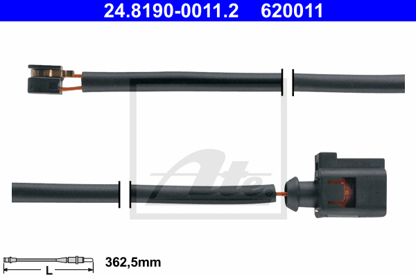 ATE 24.8190-0011.2 Contatto segnalazione, Usura past. freno/mat. d'attrito