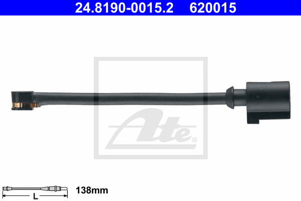 ATE 24.8190-0015.2 Contatto segnalazione, Usura past. freno/mat. d'attrito