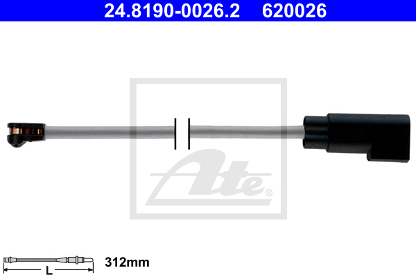 ATE 24.8190-0026.2 Contatto segnalazione, Usura past. freno/mat. d'attrito