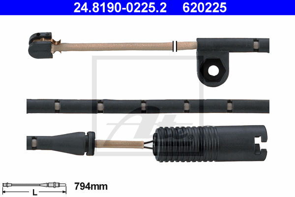 ATE 24.8190-0225.2 Contatto segnalazione, Usura past. freno/mat. d'attrito