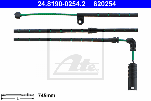 ATE 24.8190-0254.2 Contatto segnalazione, Usura past. freno/mat. d'attrito