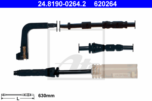 ATE 24.8190-0264.2 Contatto segnalazione, Usura past. freno/mat. d'attrito