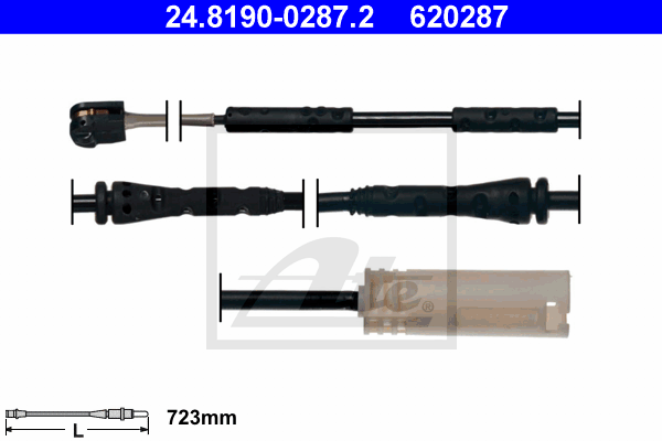 ATE 24.8190-0287.2 Contatto segnalazione, Usura past. freno/mat. d'attrito