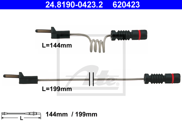 ATE 24.8190-0423.2 Contatto segnalazione, Usura past. freno/mat. d'attrito