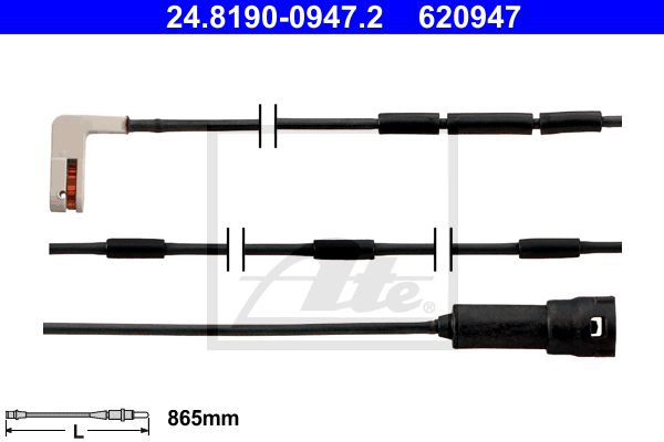 ATE 24.8190-0947.2 Contatto segnalazione, Usura past. freno/mat. d'attrito