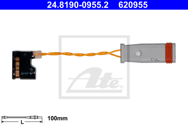 ATE 24.8190-0955.2 Contatto segnalazione, Usura past. freno/mat. d'attrito