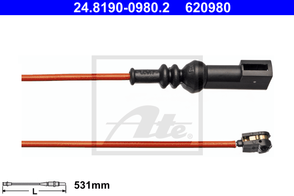 ATE 24.8190-0980.2 Contatto segnalazione, Usura past. freno/mat. d'attrito