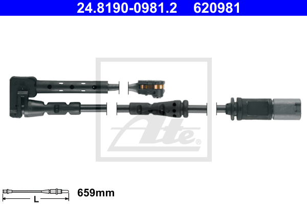 ATE 24.8190-0981.2 Contatto segnalazione, Usura past. freno/mat. d'attrito