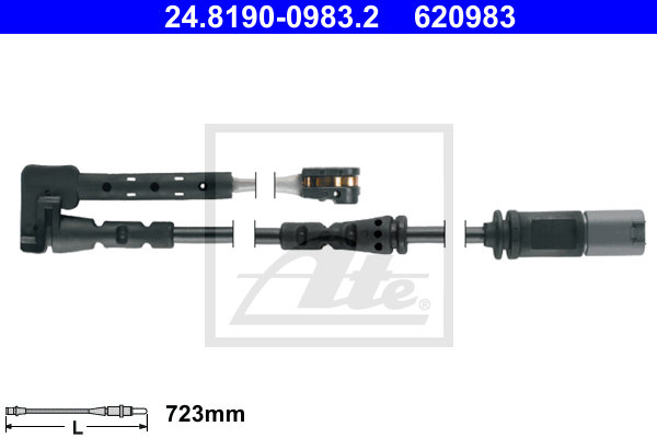 ATE 24.8190-0983.2 Contatto segnalazione, Usura past. freno/mat. d'attrito