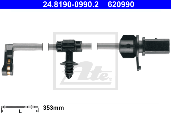 ATE 24.8190-0990.2 Contatto segnalazione, Usura past. freno/mat. d'attrito