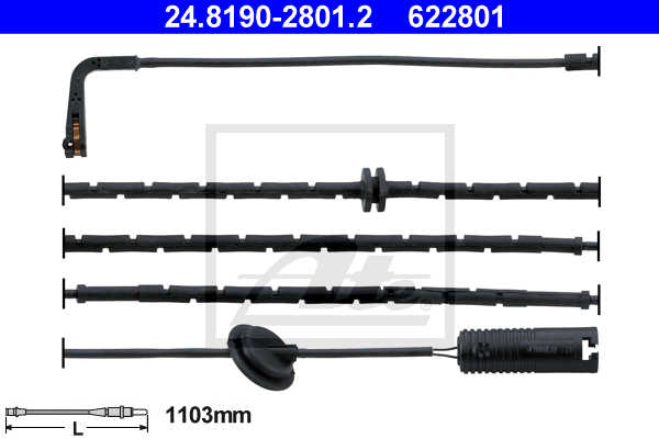 ATE 24.8190-2801.2 Contatto segnalazione, Usura past. freno/mat. d'attrito