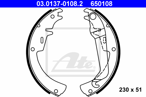 ATE 03.0137-0108.2 Kit ganasce freno-Kit ganasce freno-Ricambi Euro