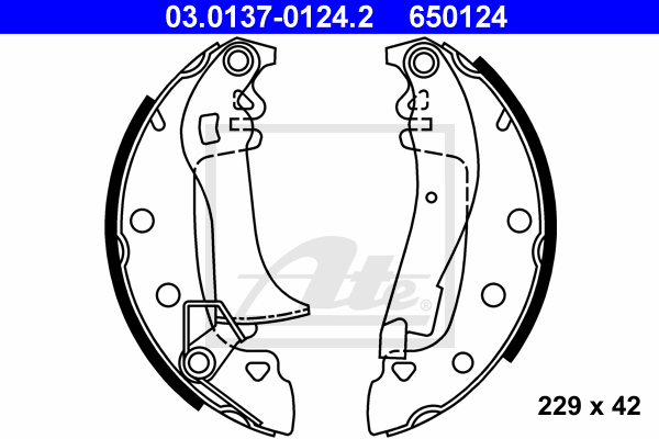 ATE 03.0137-0124.2 Kit ganasce freno-Kit ganasce freno-Ricambi Euro