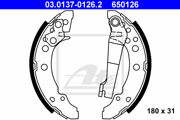 ATE 03.0137-0126.2 Kit ganasce freno-Kit ganasce freno-Ricambi Euro