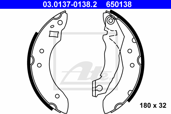 ATE 03.0137-0138.2 Kit ganasce freno-Kit ganasce freno-Ricambi Euro