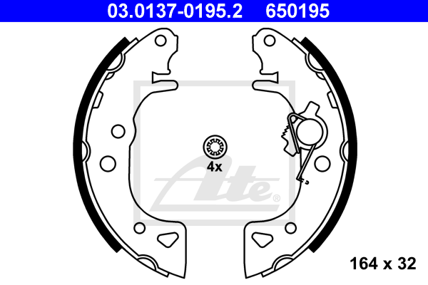 ATE 03.0137-0195.2 Kit ganasce freno-Kit ganasce freno-Ricambi Euro