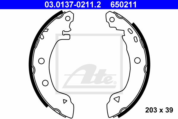 ATE 03.0137-0211.2 Kit ganasce freno-Kit ganasce freno-Ricambi Euro