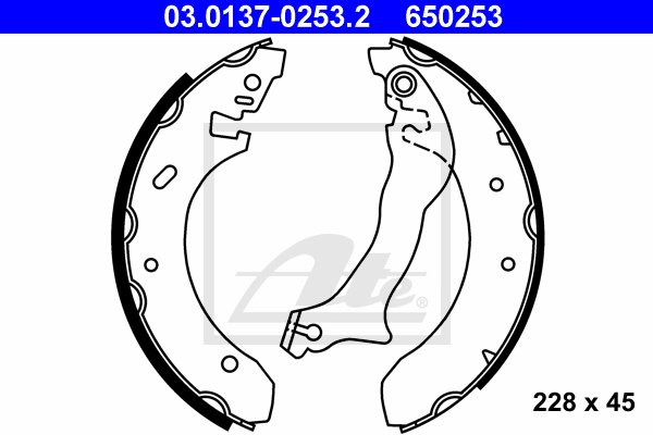 ATE 03.0137-0253.2 Kit ganasce freno-Kit ganasce freno-Ricambi Euro