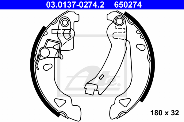 ATE 03.0137-0274.2 Kit ganasce freno