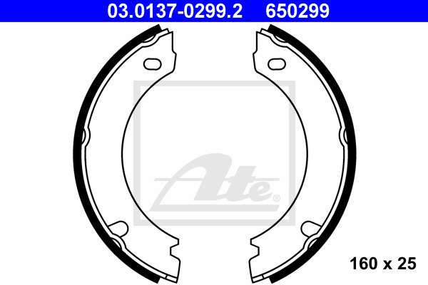 ATE 03.0137-0299.2 Kit ganasce, Freno stazionamento-Kit ganasce, Freno stazionamento-Ricambi Euro