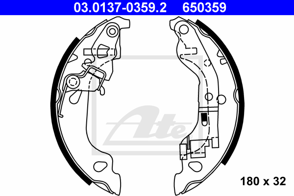 ATE 03.0137-0359.2 Kit ganasce freno-Kit ganasce freno-Ricambi Euro