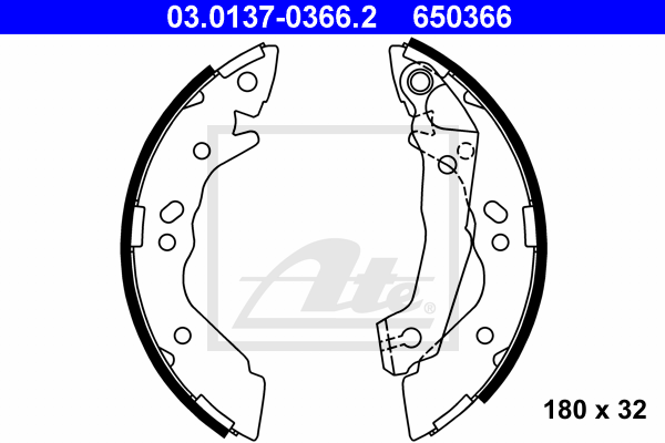 ATE 03.0137-0366.2 Kit ganasce freno-Kit ganasce freno-Ricambi Euro