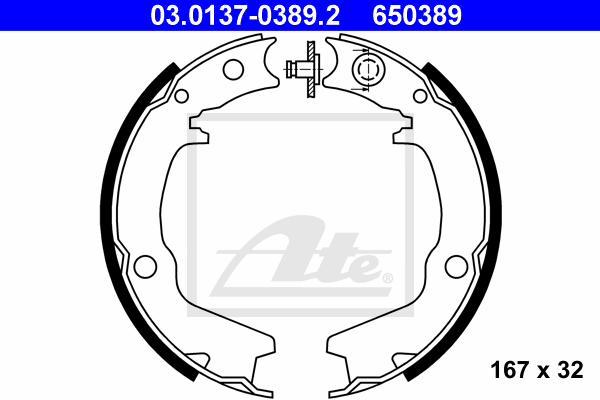 ATE 03.0137-0389.2 Kit ganasce, Freno stazionamento-Kit ganasce, Freno stazionamento-Ricambi Euro