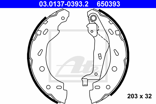 ATE 03.0137-0393.2 Kit ganasce freno-Kit ganasce freno-Ricambi Euro