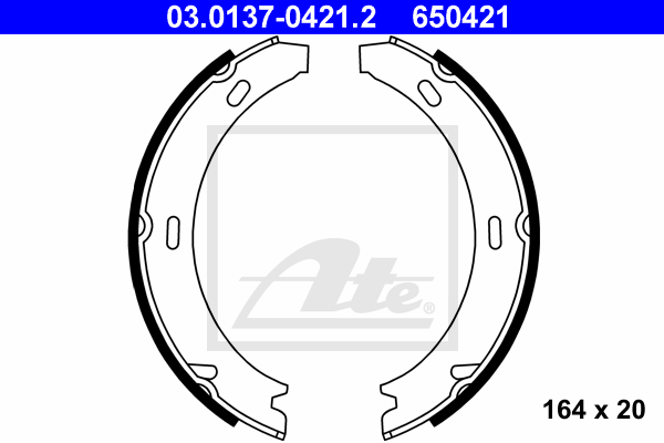 ATE 03.0137-0421.2 Kit ganasce, Freno stazionamento-Kit ganasce, Freno stazionamento-Ricambi Euro