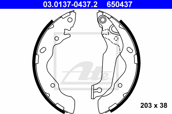 ATE 03.0137-0437.2 Kit ganasce freno-Kit ganasce freno-Ricambi Euro