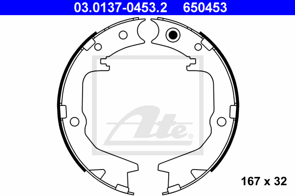 ATE 03.0137-0453.2 Kit ganasce, Freno stazionamento-Kit ganasce, Freno stazionamento-Ricambi Euro