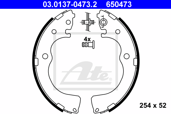 ATE 03.0137-0473.2 Kit ganasce freno-Kit ganasce freno-Ricambi Euro