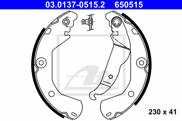 ATE 03.0137-0515.2 Kit ganasce freno-Kit ganasce freno-Ricambi Euro