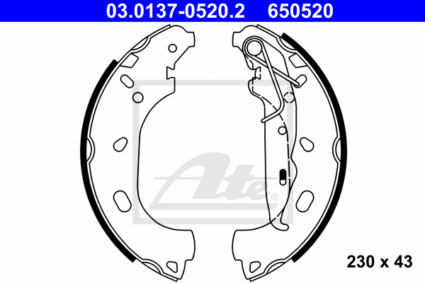 ATE 03.0137-0520.2 Kit ganasce freno-Kit ganasce freno-Ricambi Euro