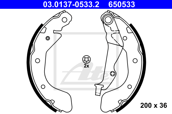 ATE 03.0137-0533.2 Kit ganasce freno-Kit ganasce freno-Ricambi Euro