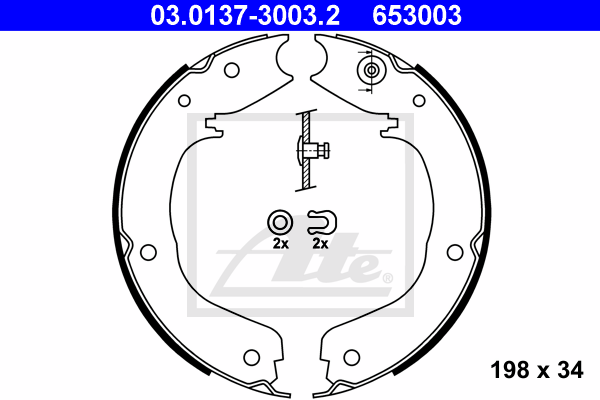 ATE 03.0137-3003.2 Kit ganasce, Freno stazionamento-Kit ganasce, Freno stazionamento-Ricambi Euro