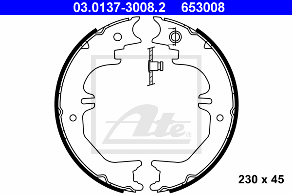 ATE 03.0137-3008.2 Kit ganasce, Freno stazionamento-Kit ganasce, Freno stazionamento-Ricambi Euro