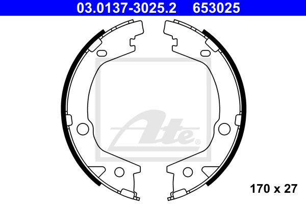 ATE 03.0137-3025.2 Kit ganasce, Freno stazionamento-Kit ganasce, Freno stazionamento-Ricambi Euro