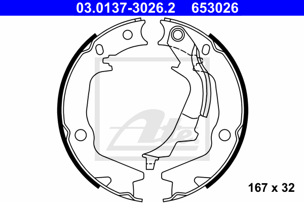 ATE 03.0137-3026.2 Kit ganasce, Freno stazionamento-Kit ganasce, Freno stazionamento-Ricambi Euro