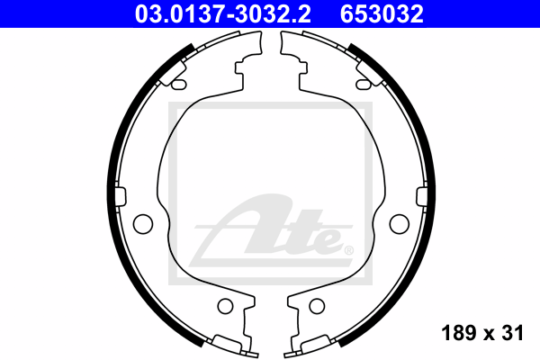 ATE 03.0137-3032.2 Kit ganasce, Freno stazionamento-Kit ganasce, Freno stazionamento-Ricambi Euro