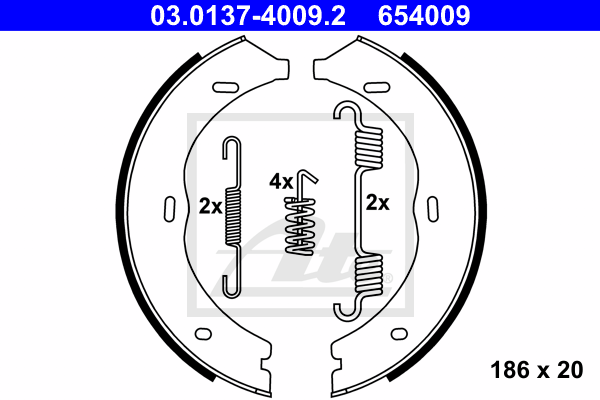 ATE 03.0137-4009.2 Kit ganasce, Freno stazionamento-Kit ganasce, Freno stazionamento-Ricambi Euro