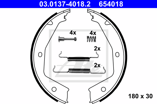 ATE 03.0137-4018.2 Kit ganasce, Freno stazionamento